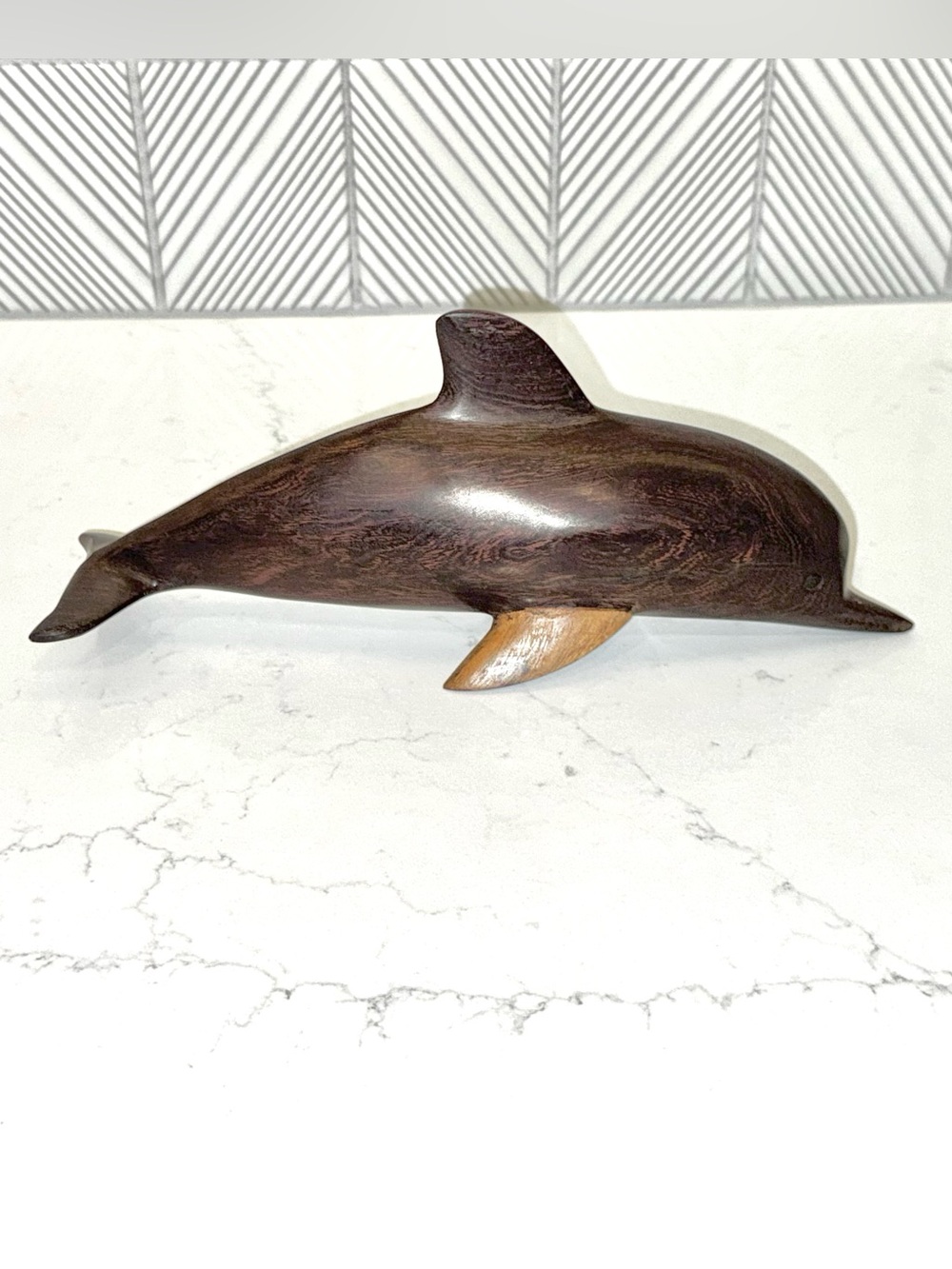 Handcrafted Brown Wooden Dolphin Wall Decor